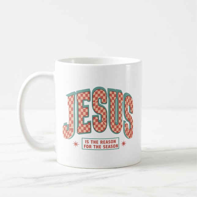 Jesus Is The Reason Christmas Christian Retro  Kaffemugg (Vänster)