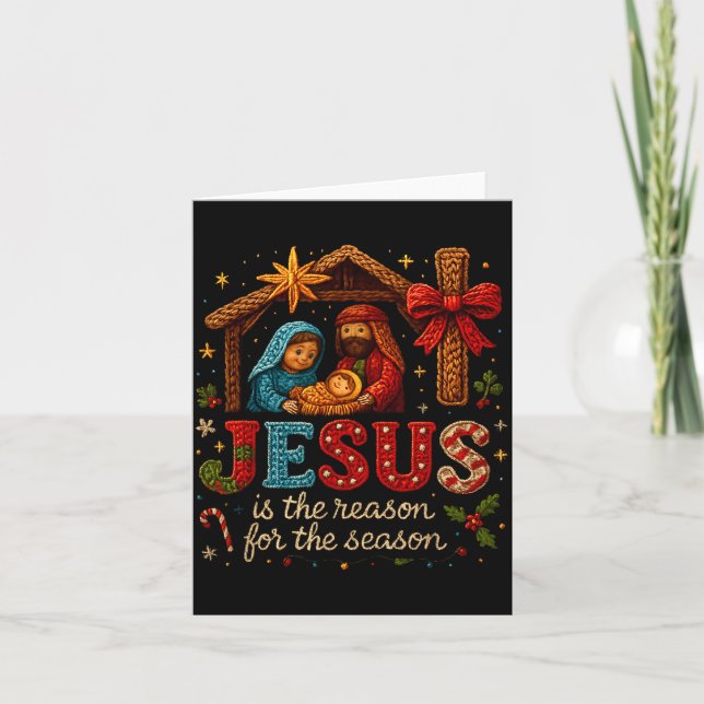 Jesus Is The Reason For Season Yarn Crochet Art De Kort (Framsida)