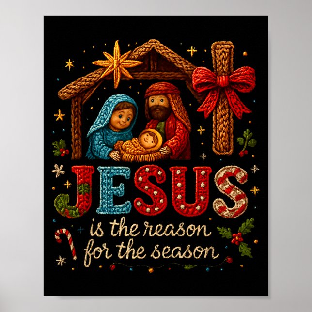 Jesus Is The Reason For Season Yarn Crochet Art De Poster (Framsidan)