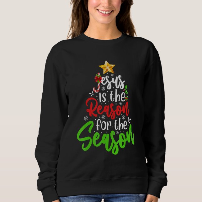 Jesus Is The Reason For The Season Tree Christian  T Shirt (Framsida)