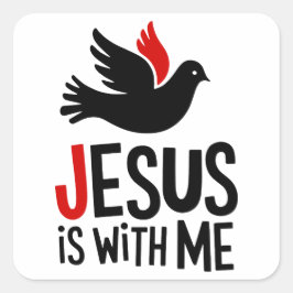 Jesus is with me Gitarrenplektra Fyrkantigt Klistermärke