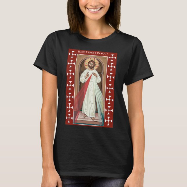 JESUS JAG FÖRSÖKER I DIN DIVINA MERCY ICON T SHIRT (Framsida)