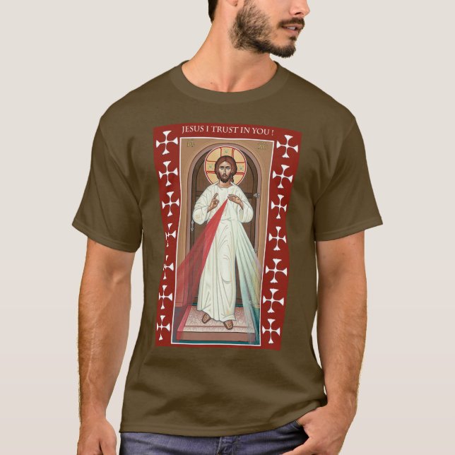 JESUS JAG FÖRSÖKER I DIN DIVINA MERCY ICON T SHIRT (Framsida)