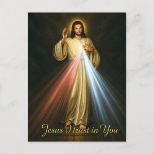 Jesus jag litar på Dig Barmhärtighet Katolsk Vykort