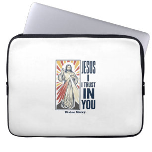 Jesus jag litar på dig Divine Mercy T-shirt design Laptop Fodral