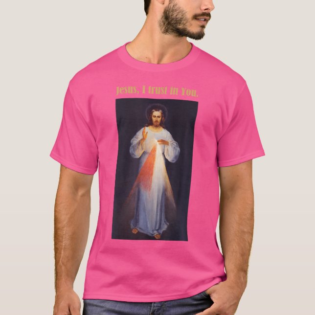 Jesus, jag litar på er gudomliga barmhärtighet t shirt (Framsida)