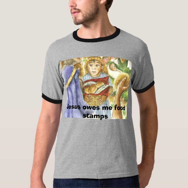 jesus Jesus varar skyldig mig matkuponger T-shirt (Framsida)