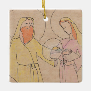 Jesus Josef och Maria Julgransprydnad Keramik