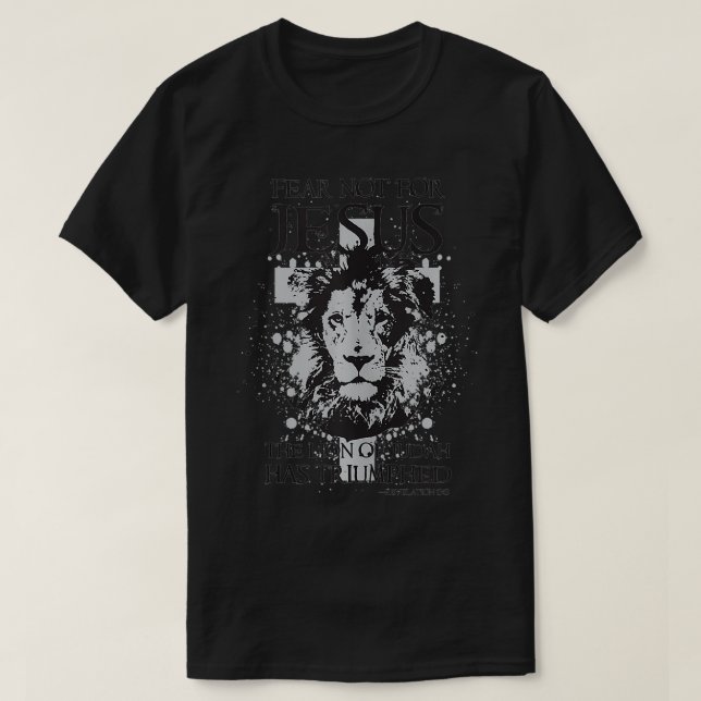 Jesus Judahs Lejon har Triumphed Christian Fa T Shirt (Design framsida)