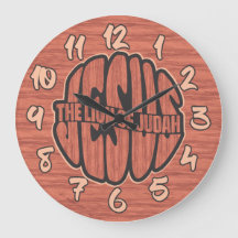 Jesus Judahs Lejon med Redwood Wall Clock