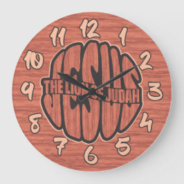 Jesus Judahs Lejon med Redwood Wall Clock Stor Klocka