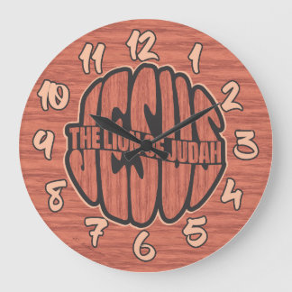 Jesus Judahs Lejon med Redwood Wall Clock Stor Klocka