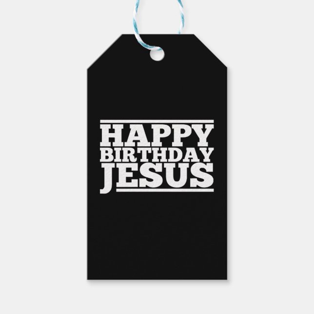 Jesus jul på födelsedagen presentetikett (Framsidan)