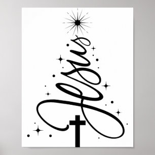Jesus julgran kristen bibelvers snöflinga poster