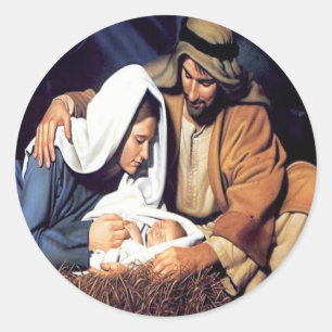 Jesus julklapp runt klistermärke