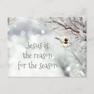 Jesus Juloffert Cute Winter Frost Bird Helg Vykort