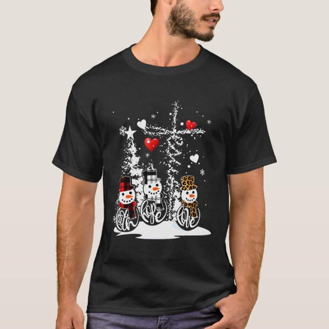 Jesus Julsäsong Faith Kärlek Snögubbe Christia T Shirt (Framsida)