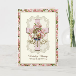 Jesus Jungfru Maria Blommor Rosor Religiösa Kort