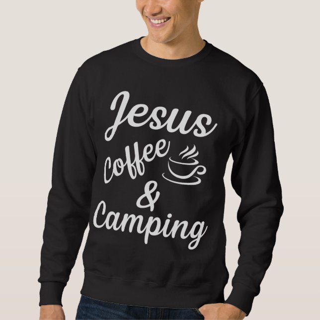 Jesus kaffe camping lång ärmad tröja (Framsida)