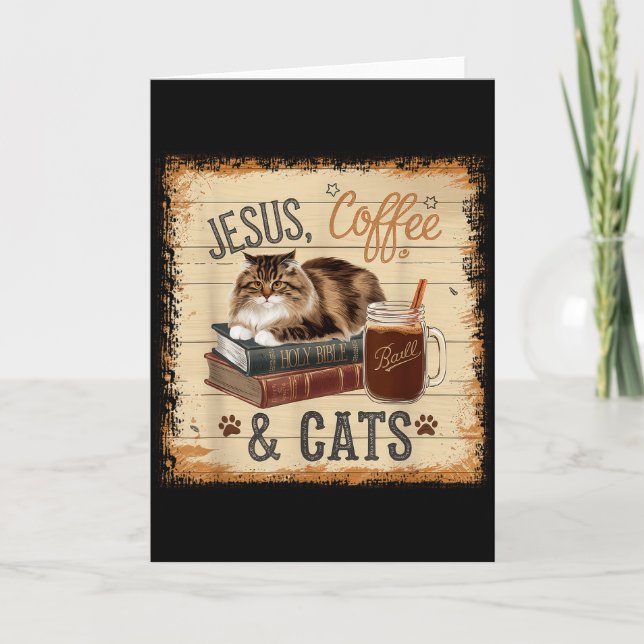 Jesus Kaffe Katter Roligt Sött Design Jesus-anhäng Kort (Framsida)