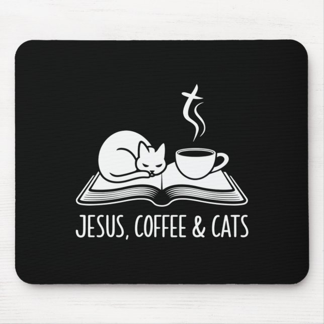 Jesus Kaffe Katter Roligt Sött Design Jesus-anhäng Musmatta (Framsidan)