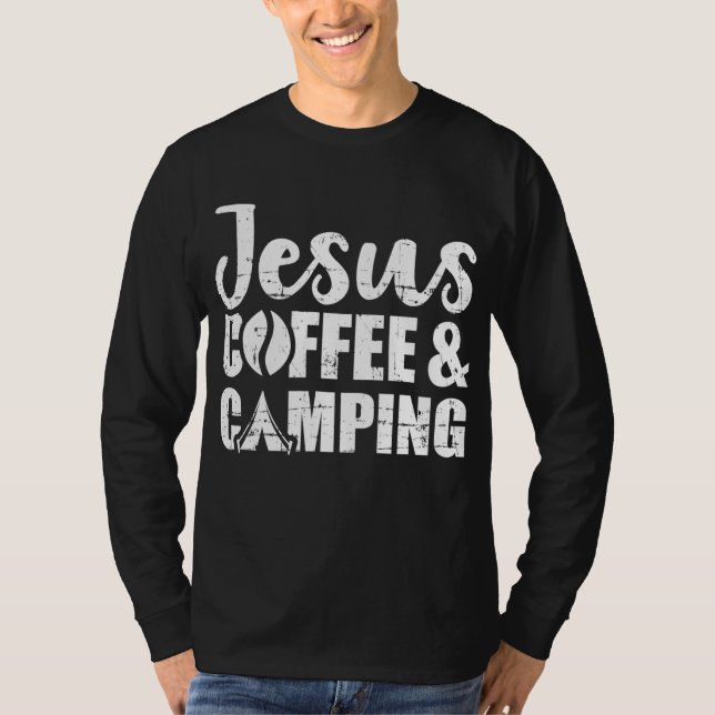Jesus Kaffe och Camping T Shirt (Framsida)