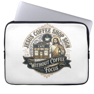 Jesus Kaffeshoppsskylt Utan Kaffe Fokus Jesus  Laptop Fodral