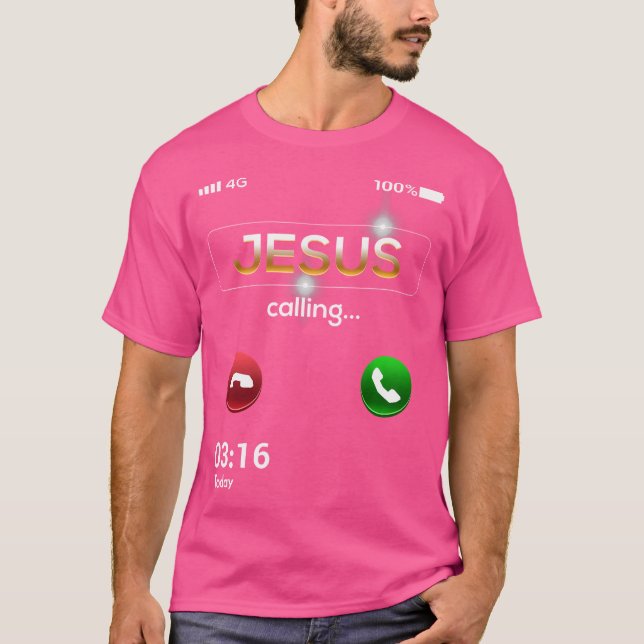 Jesus kallar Mobil för "Cell" "Jesus Chris T Shirt (Framsida)