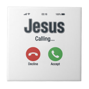Jesus kallar telefon skärm kristen skjorta design_ kakelplatta