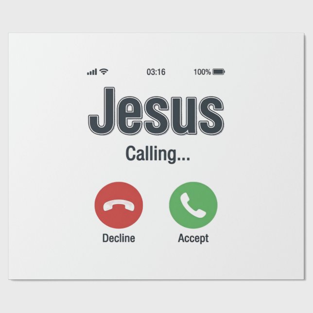Jesus kallar telefon skärm kristen skjorta design_ presentpapper (Platt)