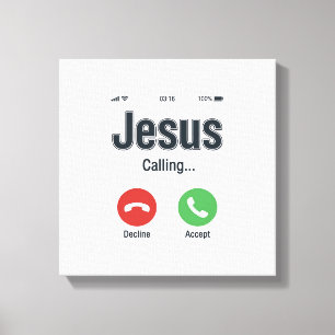 Jesus kallar telefonens skärm kristen skjortdesign canvastryck