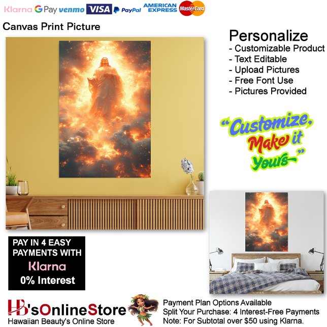Jesus Kanvastryck Bild 22 (Jesus Flaming Fire Biblical Canvas Print Picture 22.)