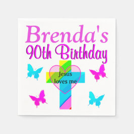 JESUS KÄRLEK 90:E BIRTHDAY PERSONLIG NAPKINS PAPPERSSERVETT