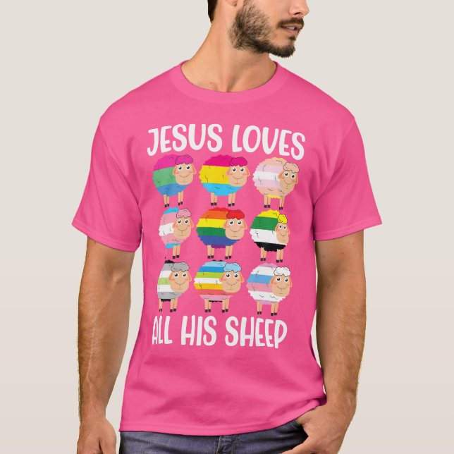 Jesus Kärlek all hans Lesbisk Lgbt Ally Ch T Shirt (Framsida)