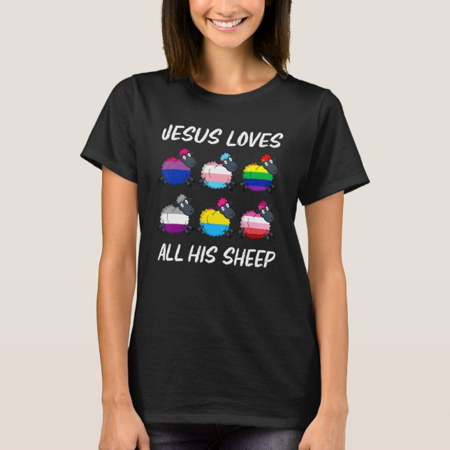Jesus Kärlek all hans Pride Lgbt Flagga Gay Rain T Shirt (Framsida)