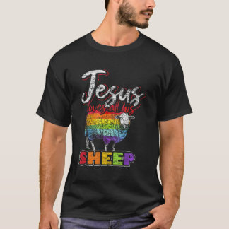 Jesus Kärlek allt hans Flagga HBT-Pride med fårreg T Shirt