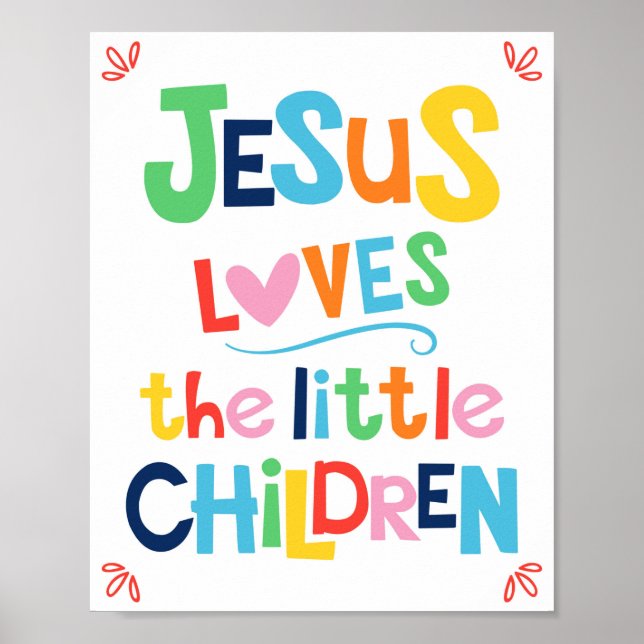 Jesus Kärlek Barnen Kids Christian Poster (Framsidan)