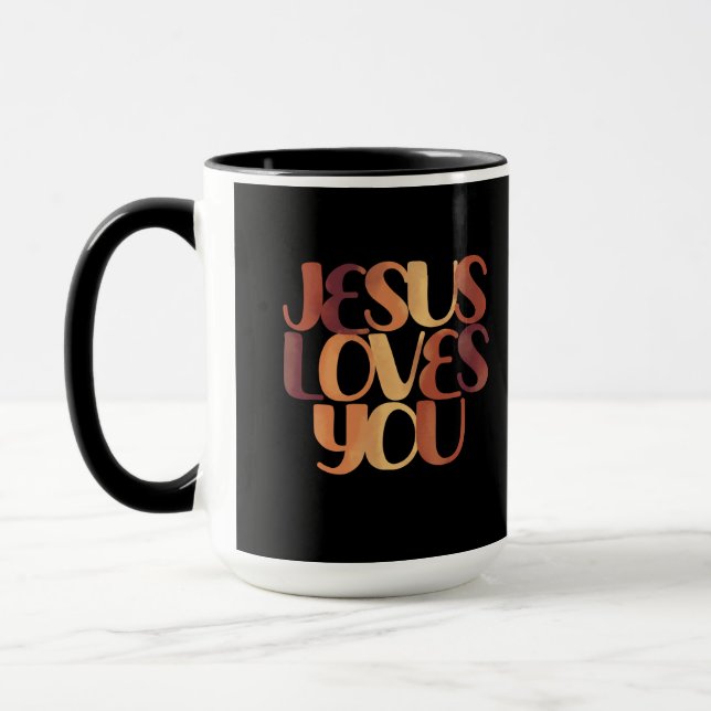Jesus Kärlek Christian Typography Design Mugg (Vänster)