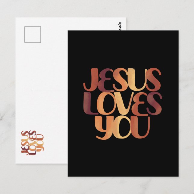 Jesus Kärlek Christian Typography Design Vykort (Fram/baksida)