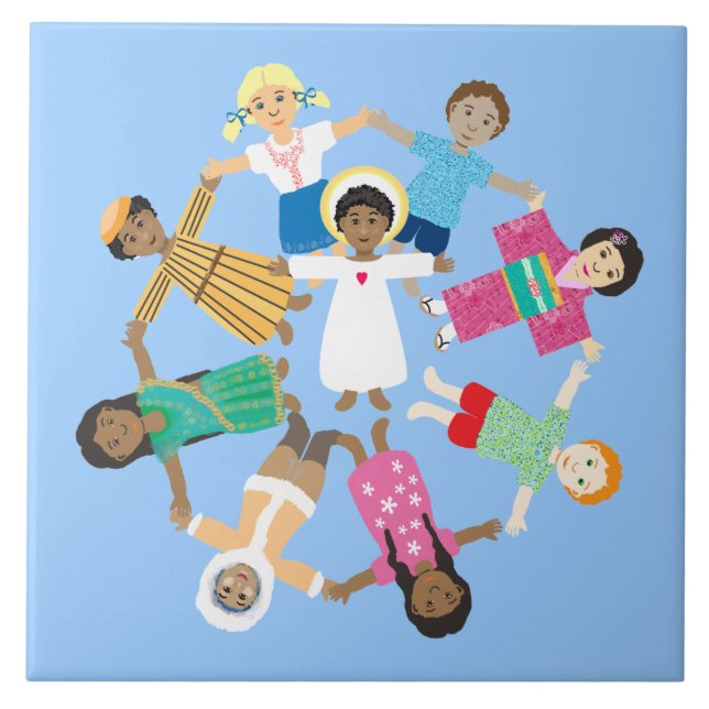 Jesus kärlek, de små barnen kakelplatta (Framsidan)