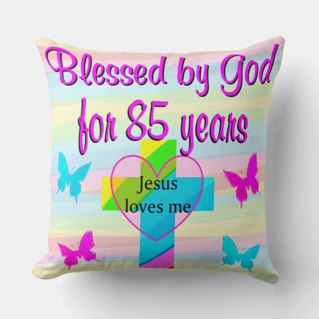 JESUS KÄRLEK DENNA 85 ÅR GAMLA BIRTHDAY PILLOW KUDDE (Framsida)