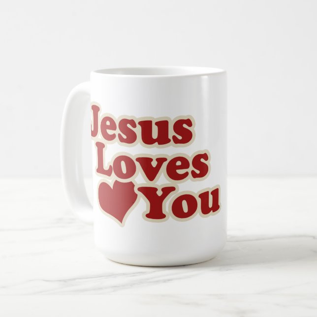 Jesus Kärlek dig för kristna Kaffemugg (Framsida vänster)