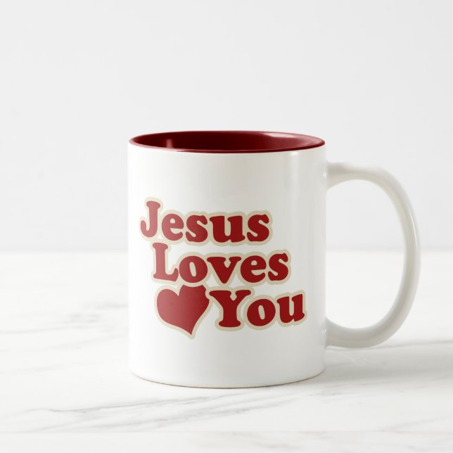 Jesus Kärlek dig för kristna Två-Tonad Mugg (Höger)