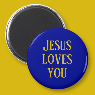 Jesus kärlek dig Havsblått och guld Magnet