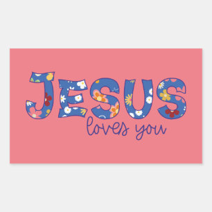 Jesus kärlek dig rektangulärt klistermärke