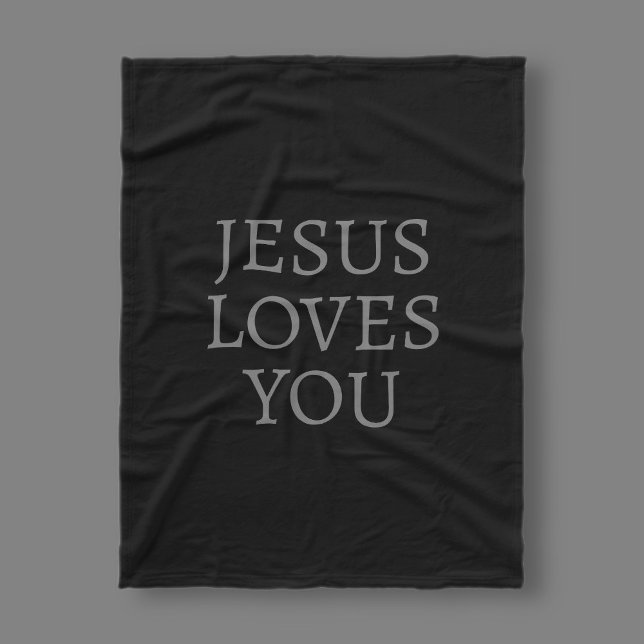 Jesus kärlek dig | Svart och mörk grått Fleecefilt (Skapare uppladdad)
