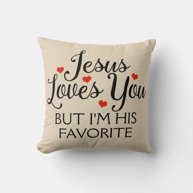 Jesus Kärlek Din favoritunge Beige Kudde (Framsida)