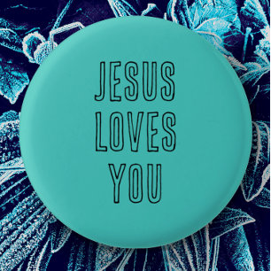 Jesus Kärlek Du anpassar Aqua & Black Modern Knapp