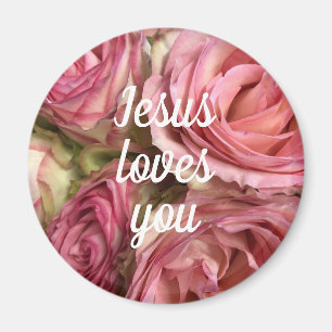 Jesus Kärlek Du anpassar  Rosa ros Magnet
