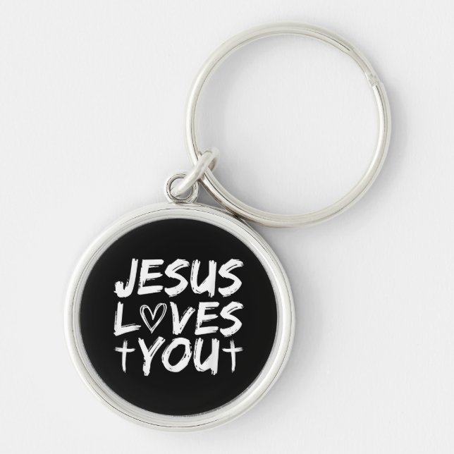 Jesus Kärlek, du är Jesus Rund Silverfärgad Nyckelring (Framsidan)
